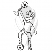 Standardmotiv Kinder Fußballspieler mit Trophäe