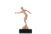 Figur Petanque Damen 13,5 cm bronzefarben
